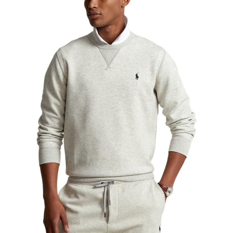 Polo Ralph Lauren FW22 Однотонный пуловер с круглым вырезом, толстовка с длинными рукавами, мужская толстовка, серый, MNPOKNI16822558-020