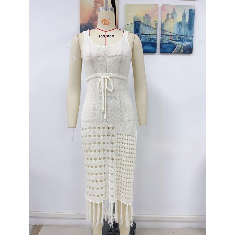 Women's Summer New Knitted Hollow Sexy Loose Beach Smock Dress