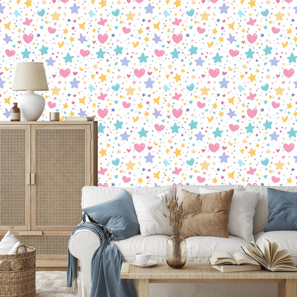 Love Wallpaper White, Cream and Powder Pink 50x1000