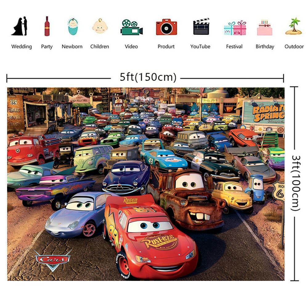25. Cars McQueen Party Supplies Backdrop Banner Poster Vinyl Birthday Gift for Kids