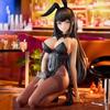 Фигурка Fina Rabbit Girl из аниме, поза на коленях, черный латексный костюм, фиолетовые глаза, коллекционная, декор для приборной панели автомобиля, для любителей аниме