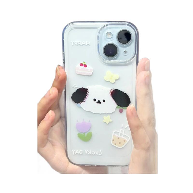 Чехол для телефона с дизайном «Торт с собачкой» для Apple iPhone 13/14/15/16, Pro Max, XS, 7/8 Plus - Милый, Прозрачный, Мягкий
