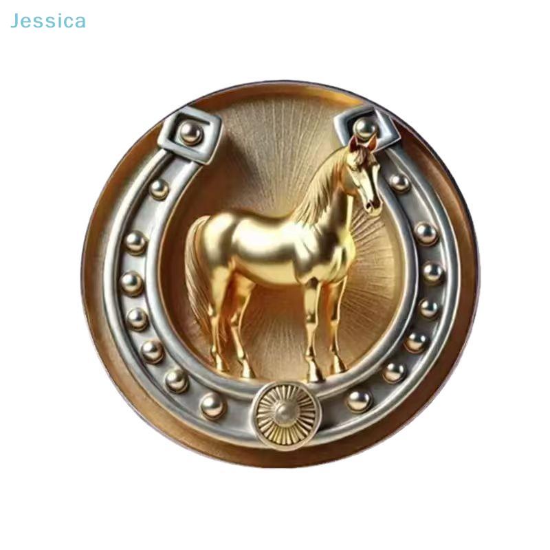 Знак зодиака Золотая Винтажная Счастливая Голова Лошади Подкова Брошь 2D Плоская Животное Значки на Лацкан Подарки