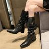 Pointed Western Cowboy Pile Boots Boots Women's 2025 New Two Wear Retro Thick Heel Knight Boots