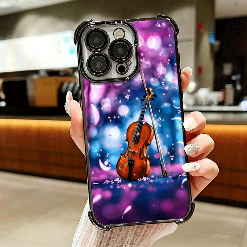 Violin Music Soft Phone Case For iPhone 15 16 17 Air 14 Pro Max 16E Plus 13 12 Mini Plating Anti-Fall Fundas