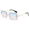 Vintage Fashion 2021 New Sunglasses Rimless Frameless Rectangle Shades Gradient UV400 Summer Traveling Sun Glasses for Women