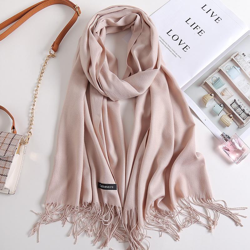 Осенне-зимний новый женский кашемировый шарф, однотонный, имитация кашемира, толстый вышитый кашемировый платок