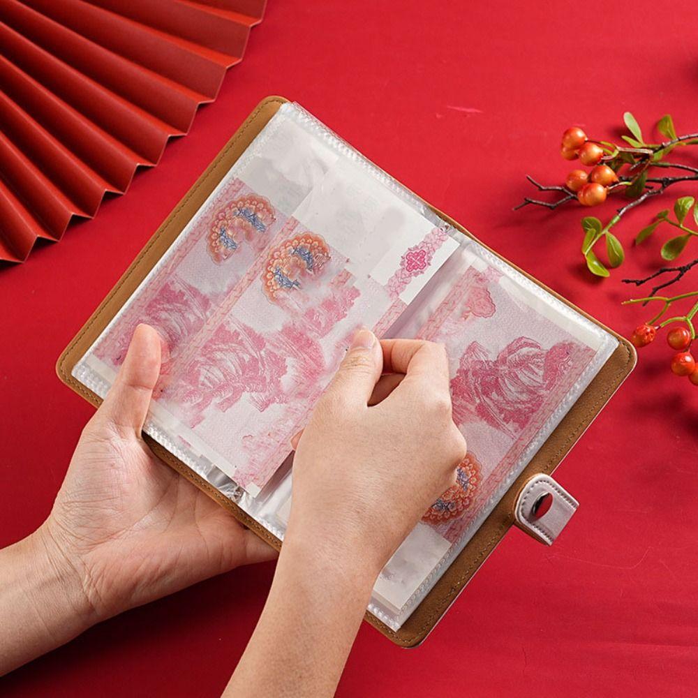 Portable Saving Money Binder PU Leather Account Book Cash Budget Binder New Year's Gift