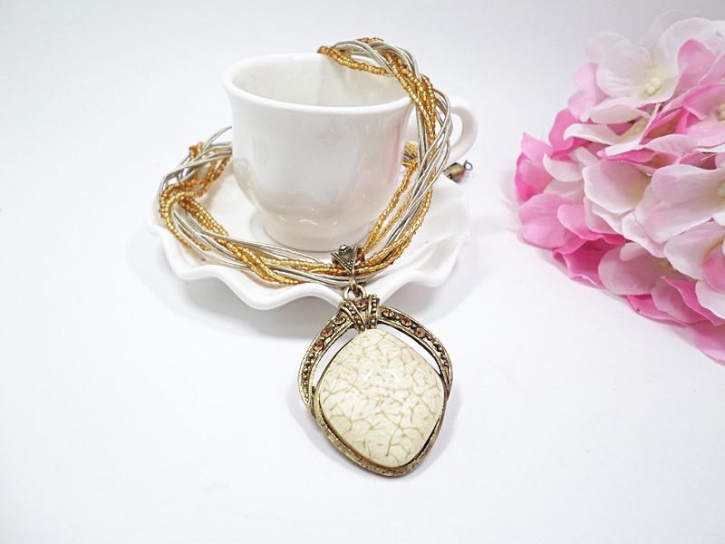 X521 Богемный этнический ромбовидный винтажный кулон-ожерелье ювелирное изделие