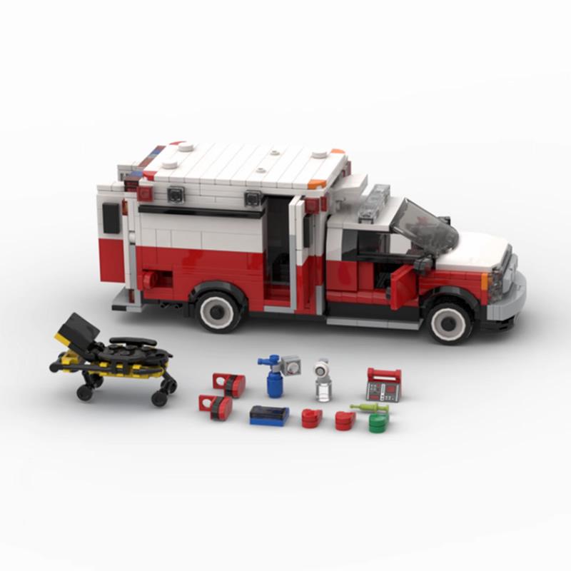 City Rescue Ambulance Building Blocks Emergency Medical Vehicle Model Bricks DIY Assembly Educational Collectible Toy Gift