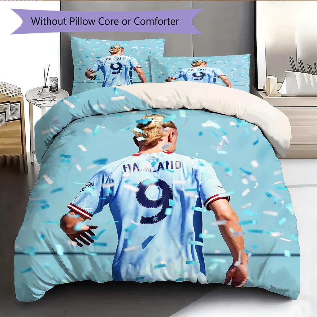 Erling Haaland Pattern Bedding Home Decoration Birthday Gift (1 * duvet cover + 2 * pillowcase, without core)