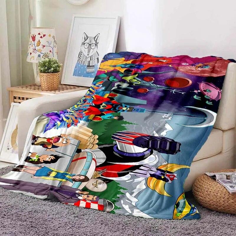 G-Goldorak Pattern Print Flannel Blanket,for Couch, Bed, Sofa, Office-Soft and Soothing Printing Blanket For All Season