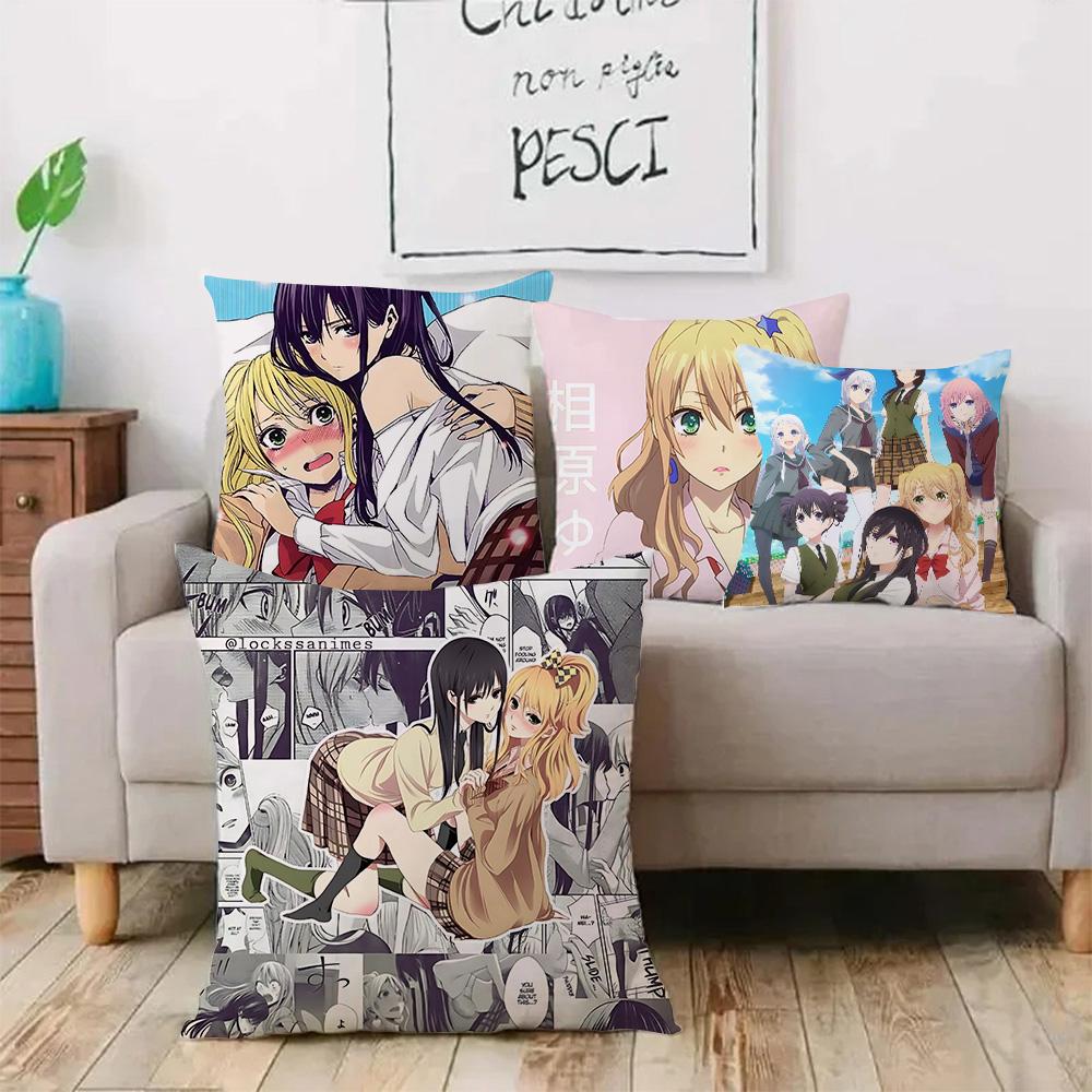 Милые GL Аниме C-Citrus Горячие Наволочки Мультяшные Декоративные Для Дивана Домашние Двусторонние Печать Короткий Плюш Милая Наволочка