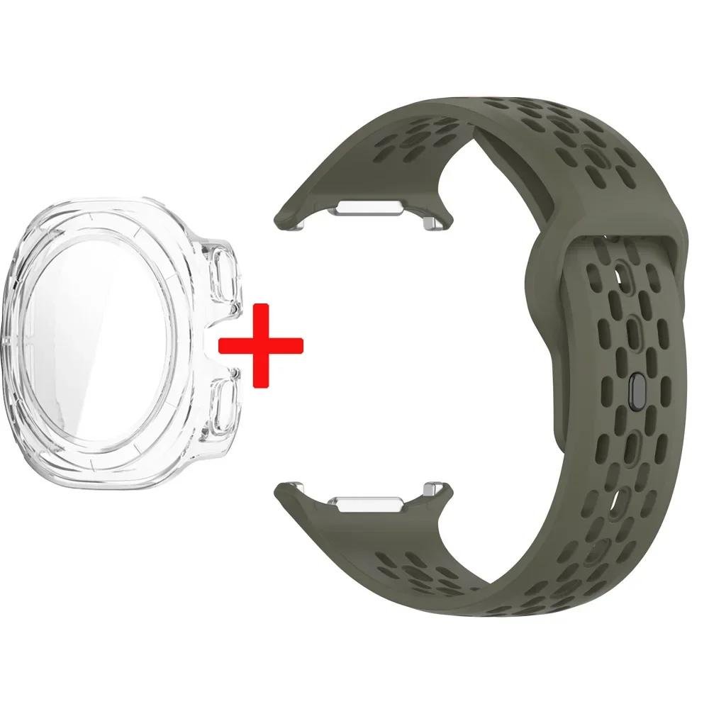 Силиконовый Ремешок+Чехол Для Samsung Galaxy Watch Ultra 47 Спортивный Браслет Ремешок для Galaxy Watch Ultra Закаленное Стекло Чехол Ремешок