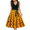 Women's Fashion Retro V-neck Polka Dot Print Swing Dress
