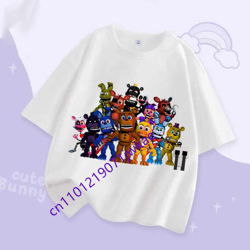 Детская милая летняя футболка с коротким рукавом 'Five Nights at Freddy's' для мальчиков и девочек, детская одежда