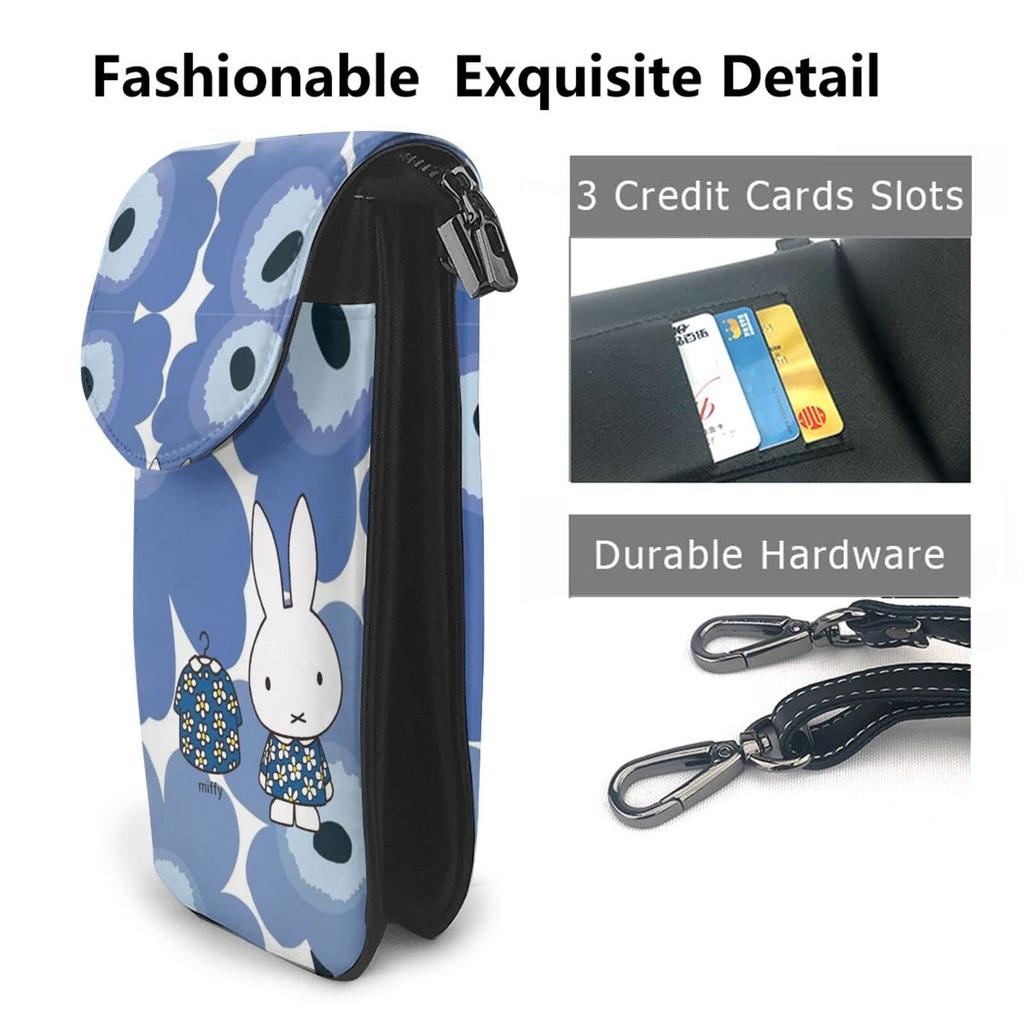 This Miffy Smartphone Pouch Is a Genuine Leather Shoulder Bag for Women and Thin and Making It a Popular and Cute Mini or Crossbody It Measures High X