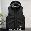 Зимняя безрукавка больших размеров 4XL-11XL для мужчин, пальто с капюшоном, повседневный толстый теплый жилет оверсайз для мужчин, верхняя одежда