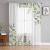 Natural Style Of Plant Leaves Sheer Curtains for Kids Bedroom Living Room Voile Window Curtains Tulle Drapes