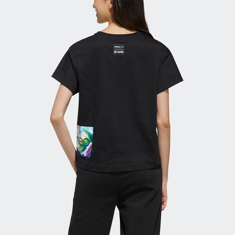 adidas Футболка с коротким рукавом Neo, женские топы, черная FR7993
