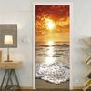Sea Beach Door Decoration Stickers Bedroom Entrance Boys Girls Room 3d Wallpaper Natural Scenery Self-adhesive Home Wall Decals