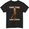 Футболка с мемом Tung Tung Tung Sahur, Смешная ироничная вирусная футболка, Неадекватная интернет-юморная футболка, Джон Порк, Тим Чиз, Криндж Кор Черная