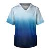Men's Printing Short Sleeve V-neck Working Blouse Chest Pocket Carer Top