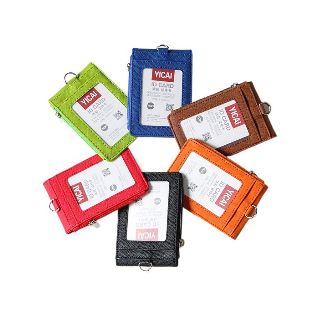 With Lanyard Neck Hanging Card Case Solid Color ID Buse Card Storage  Female/Male
