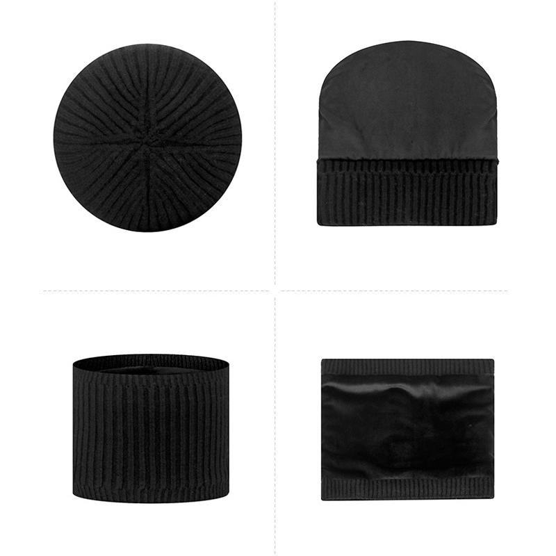 Зимняя шерстяная теплая вязаная шапка Мужская уличная ветрозащитная холодостойкая флисовая манишка Комплект из двух предметов шерстяная шапка