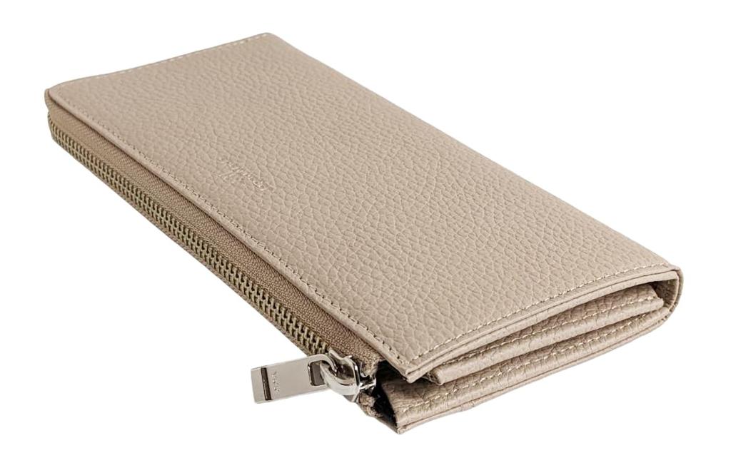EIGHT ONE Genuine Leather Made In Japan Himeji Leather Long Wallet Ladies Zipper [PLUS +81] Men's L-shaped (All Beige)