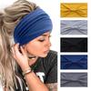 Однотонная женская эластичная супер широкая повязка на голову с узлом, спортивная, для йоги, для мытья лица, впитывающая пот повязка на голову