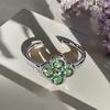 Spring And Summer Color Treasure Olive Green Zir*****Pen Ring Branches Flowers Full Of Diamonds High-End Light Luxury Personality Ring