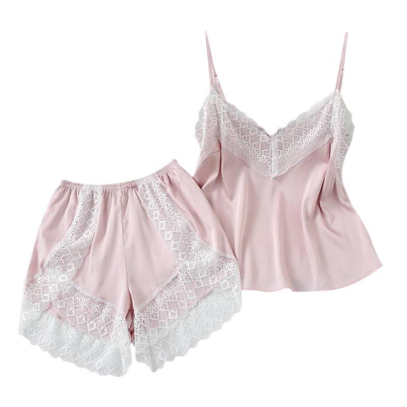 Летние сексуальные ночные юбки, женские шелковые атласные пижамы, комплект слинга, имитация шелковой пижамы, повседневная одежда