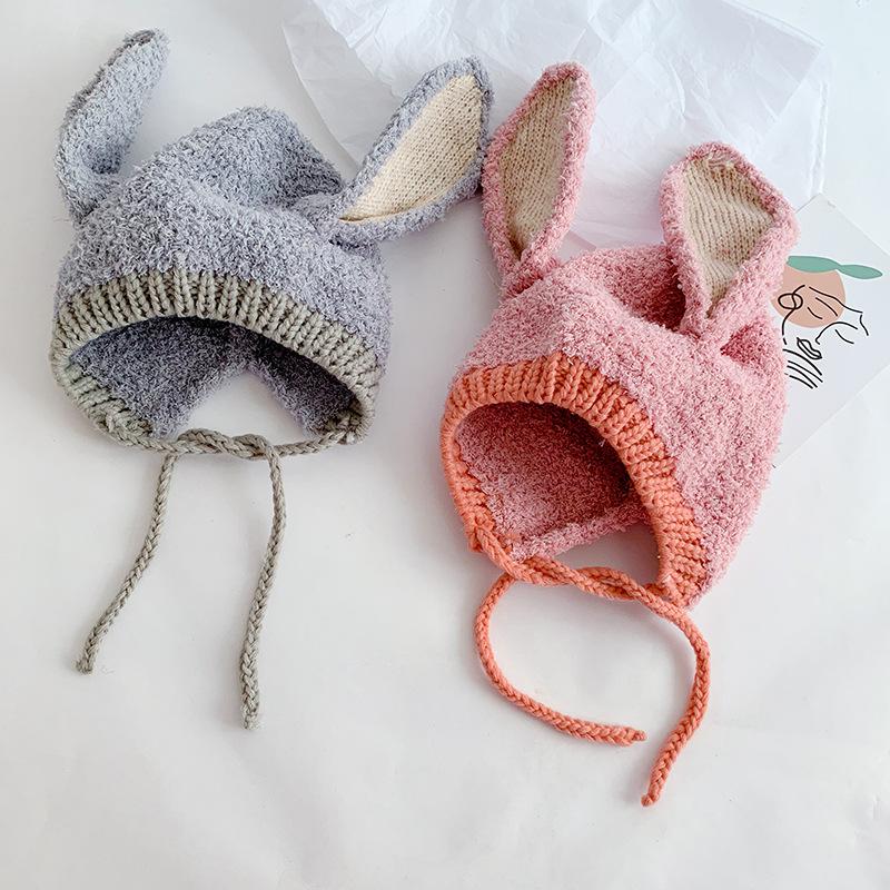 Winter Plush Baby Bunny Hat Cute Warm Kids Beanie Cap Korean Infant Girls Boys Knit Ear Protection Caps Toddler Bonnet