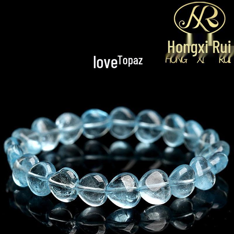 Браслет Hongxirui из кристалла с натуральным голубым топазом в форме сердца