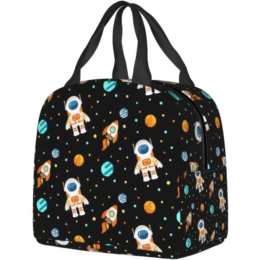 Сумка для обеда «Космический астронавт» для детей, мальчиков и девочек, черная планета, вселенная, изолированный ланч-бокс-холодильник для школы, работы, пикника, пляжа