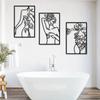 3pcs Minimalist Abstract Woman Wall Art Metal Line Drawings for Home Decor Elegant Art for Bedroom, Bathroom, & Living Room