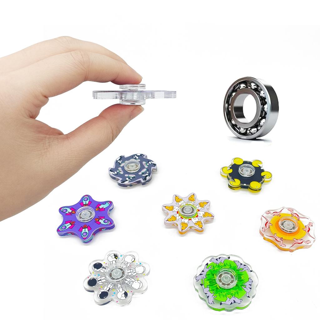 6 шт. 3D гироскоп для пальцев, креативный гироскоп для вращения кончиками пальцев, визуальная иллюзия, мультяшный, для снятия стресса, динамический оптический гироскоп