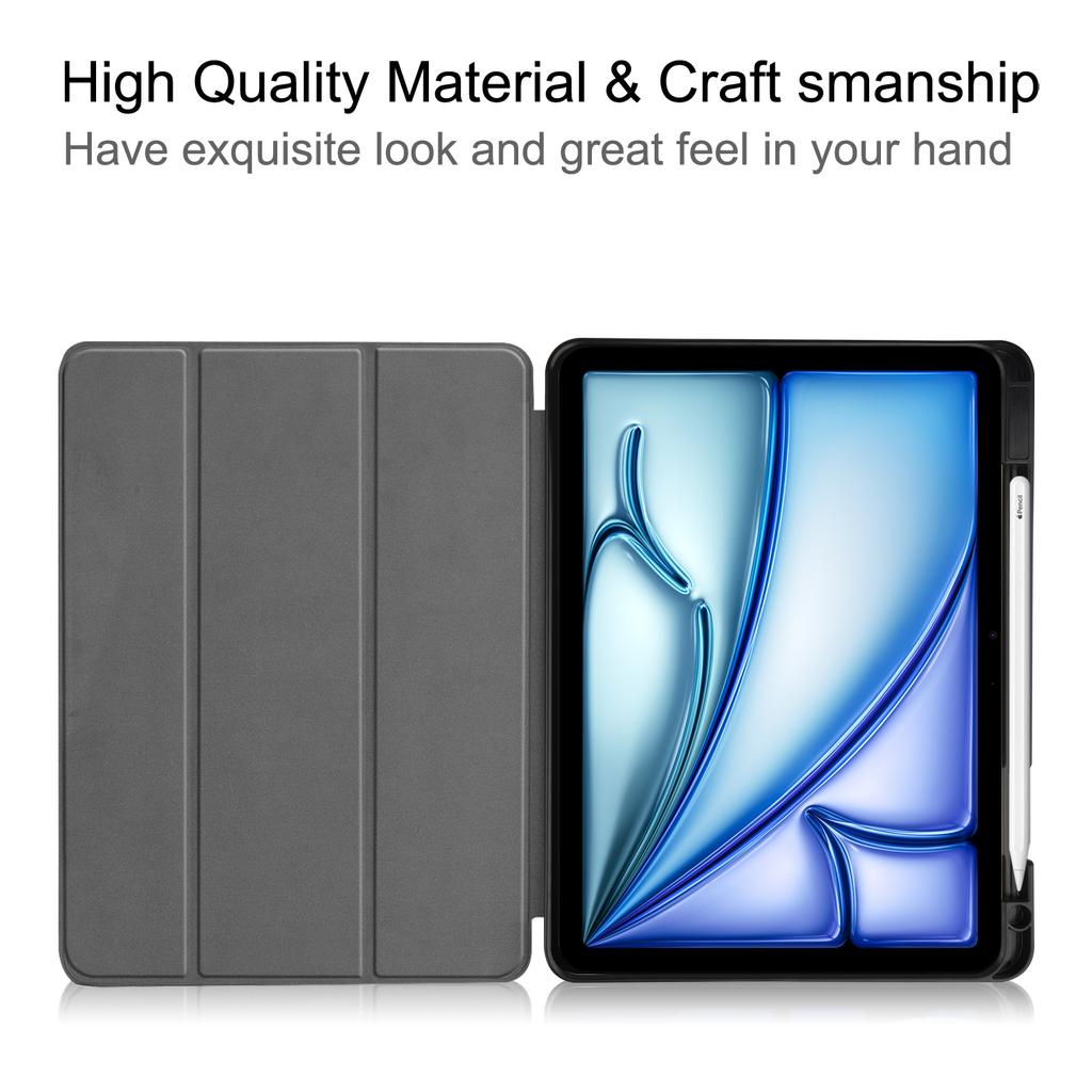 For iPad Air 11 (2025)/(2024) Case Tri-Fold Stand Protective Tablet Cover with Pen Slot