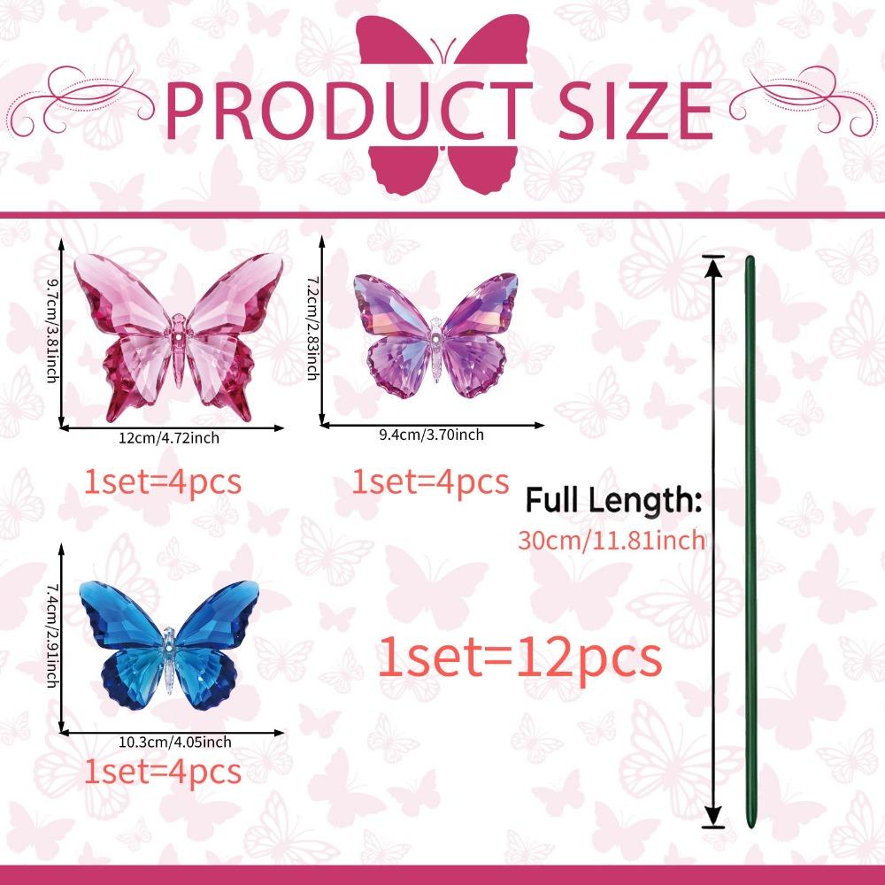 12PCS 3D Butterfly Butterfly Lawn Ornament Landscape Decoration Flower Pot Stakes for Flower Pots