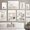 Calm Beach Sunbathing Girl Flower Pearl Conch Nordic Poster Wall Art Print Canvas Painting Wall Pictures For Living Room Decor