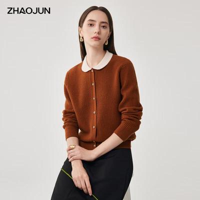 Женский шерстяной кардиган Zhaojun с воротником-куклой