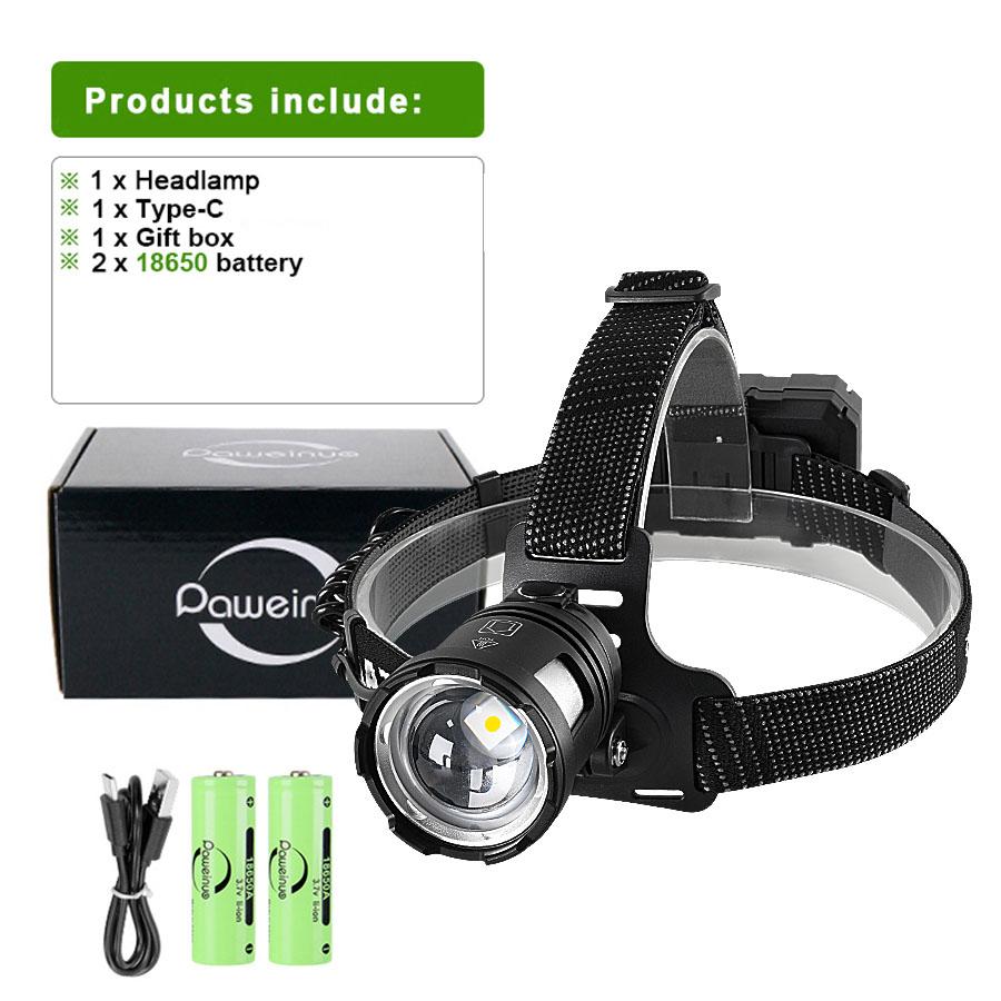 Super Powerful Headlamp 18650 Rechargeable High Power LED Head Flashlight Fishing Head Lantern Professional Front Light