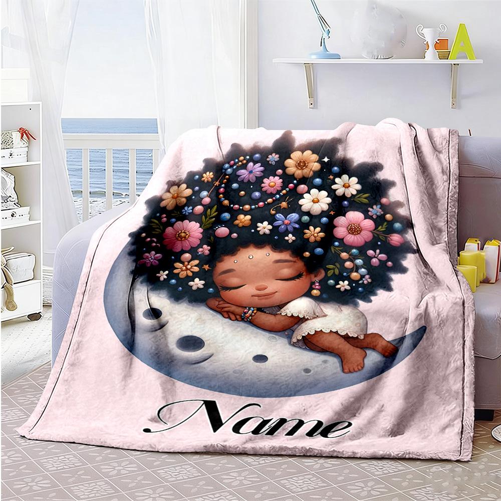 Good Night Flower Girl Personalized Name Blanket Throw Personalized Blanket Warmthful Decor Throw For Home Decor Chair Bed Seaside for All Occasions