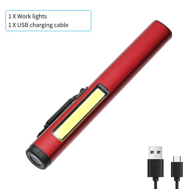 Portable LED Flashlight Side COB Built In Battery USB C Rechargeable MINI Pen Clip Light With The Bottom Magnet Inspection Work