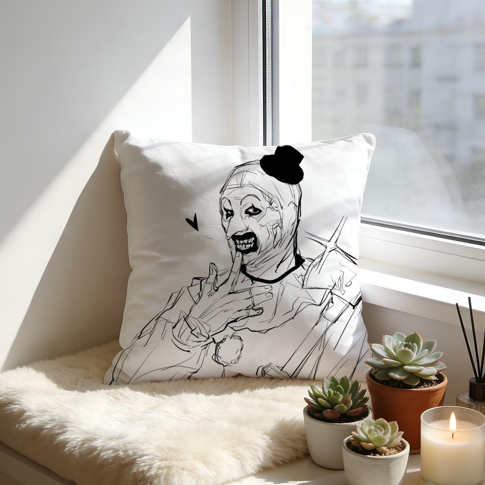 Terrifier Joker Cushion Cover Cozy Velvet Throw PillowSoft Warm Cushion For Sofa Bed