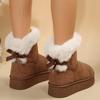 Fashion Snow Boots Women 2025 Winter Plush and Thick Fur Boots Suede Bow Thick Bottom Sleeve Short Boots