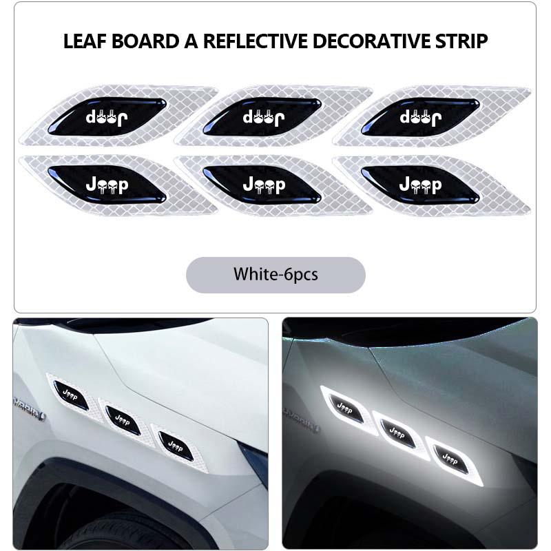6pcs Car Door Decor Strip Anti-collision Reflective Stickers For Jeep Compass Renegade Cherokee Wrangler JK Patriot Liberty