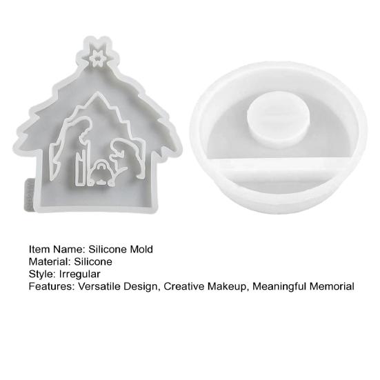 Silicone Nativity Mold for Creative DIY Candle Crafts 3D Plaster Cold Christmas Table