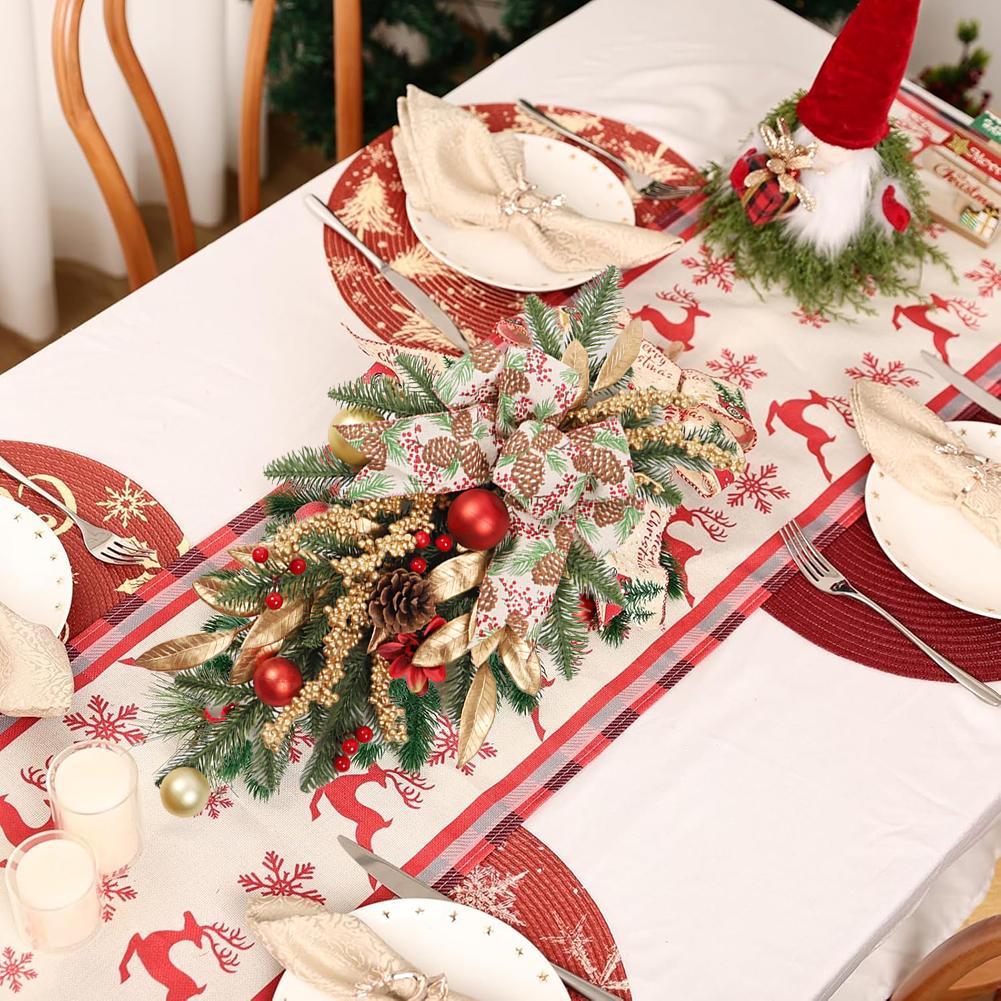 Aesthetic Christmas Stair Decorations Delightful 17 72 Inch Ornament Featuring Bow and Natural Elements for Joyous Feelings